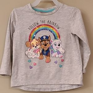 Paw Patrol long sleeved tee shirt with sequin rainbow